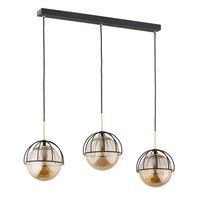 HäNgelampe 3-Flammig Glas Schwarz Bernstein E14 L:74 Cm Pendelleuchte KüChe