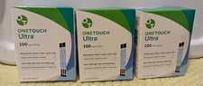 One Touch Ultra Test Strips (3) Boxes Of 100 Strips 
