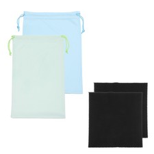 Ski Goggle Bag, Microfiber Bag with Cleaning Cloth 2 Pcs Light Blue/Light Green