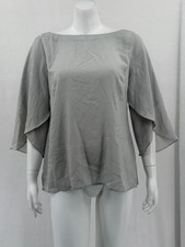 Banana Republic Top Womens Medium Petite Green Sheer Flutter Sleeve Staple NWT