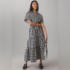 Anthropologie Somerset Maxi Shirt Dress | Cotton Geometric Print | Size S