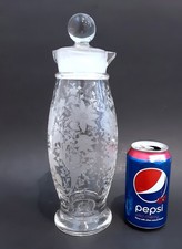Vintage CAMBRIDGE Elegant Glass "WILDFLOWER" Etched 11.75" Cocktail Shaker 32 oz