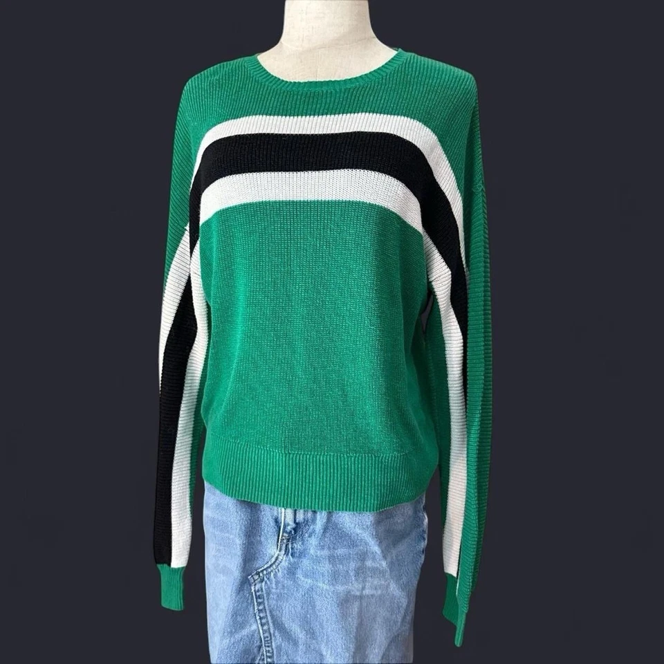 Mujeres Estilo Años 90 Kelly Verde Rayas Punto Suéter Informal Grunge Skate S Foto 2 de 4