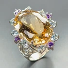 37 ct+ Jewelry Natural Citrine Quartz Ring 925 Sterling Silver Size 7.5 /R469779