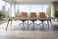 Brauner Hochwertiger Konferenztisch Designer Arbeitszimmer Holztisch