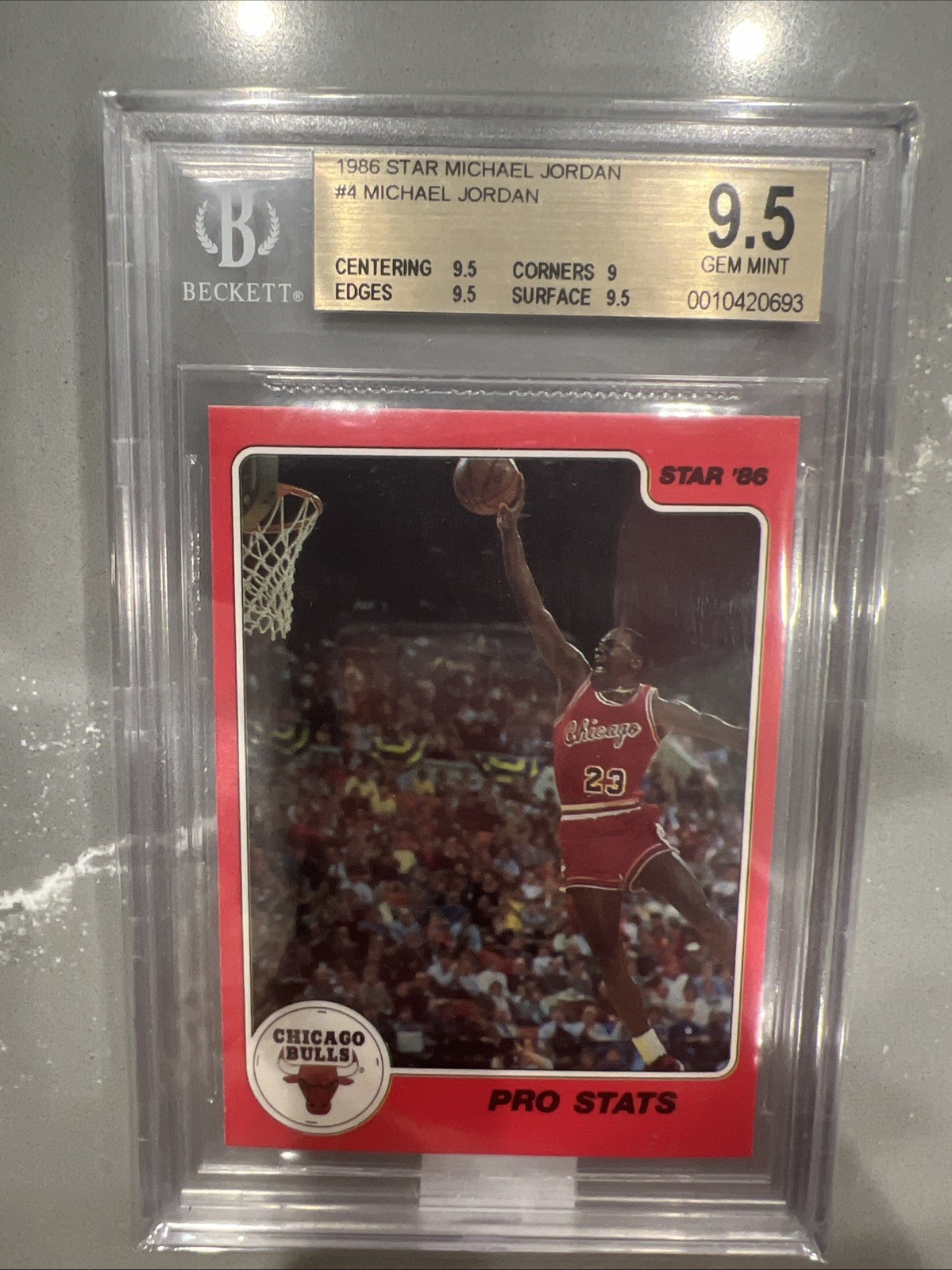 Michael Jordan 1986 Star Pro Stats Rookie Card #4 BGS 9.5 Gem Mint RC