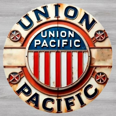 #ad Union Pacific Railway 12quot; Diameter Novelty Metal Sign Made In USA New $19.95
