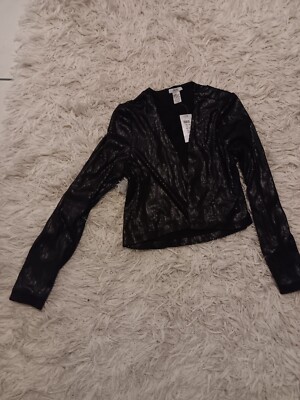 Cache Black Sequin Open Front Sweater Cardigan Bolero Holiday! SZ M NWT