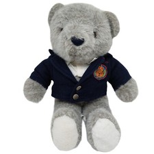 Grey Teddy Bear With Blue Jacket Plush Stuffed Animal 16 Inch