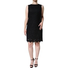 DOLCE & GABBANA Dress Black Floral LaceSheath Sleeveless Mini IT42/US8/M 1880usd