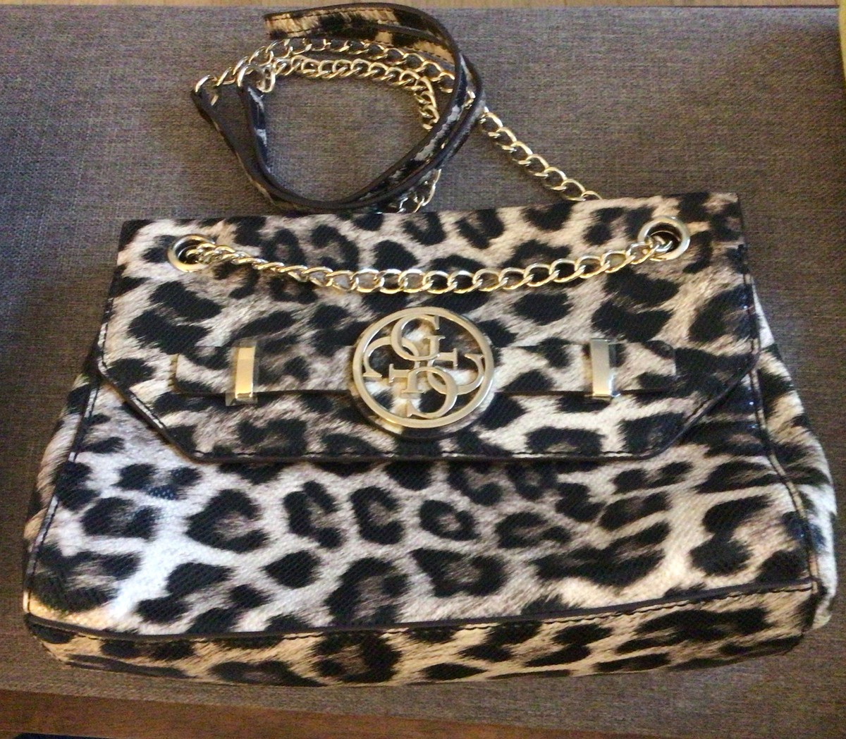 GUESS Faux Leopard Saffiano Leather Cross body Purse
