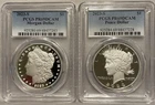 2023-S Proof $1 Morgan and Peace Silver Dollar 2pc Set PCGS PR69DCAM Blue Label