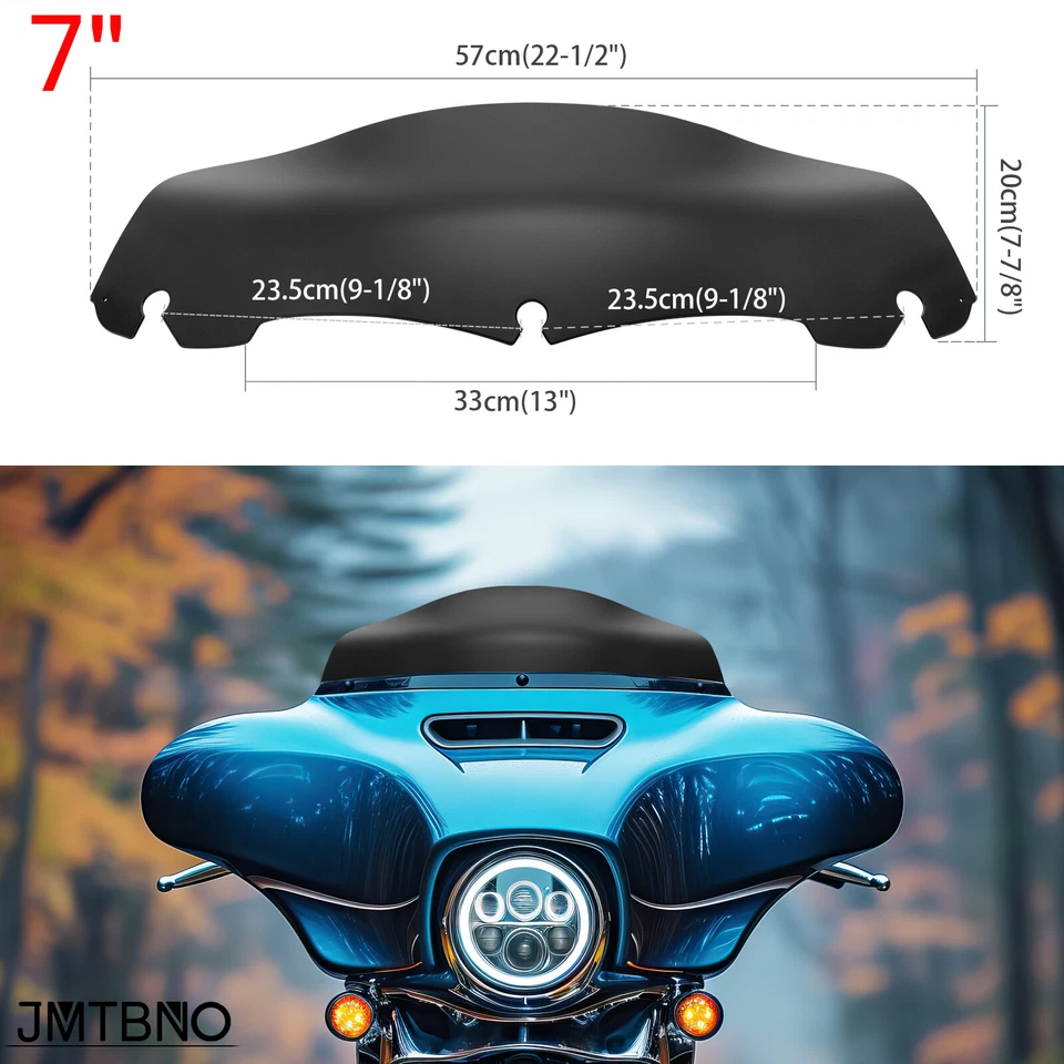 Parabrisas ondulado 4" 7" 9" para Harley Touring Street Glide Ultra Electra 2014-2023 Foto 4 de 4