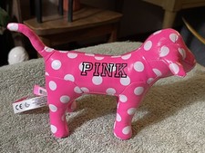 Victoria's Secret PINK Logo 6" Vinyl Stuffed Plush Dog White Polka Dot