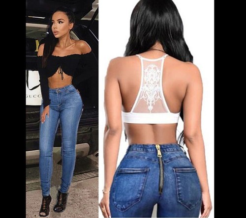 Da Donna Denim Vita Alta Aderente Pantaloni Jeans Elasticizzato BUM Legging  Fit Cerniera Posteriore | eBay