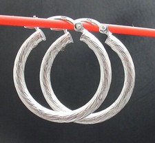 1" Sparkle Textured Diamond Cut Round Hoop Earrings Real 925 Sterling Silver