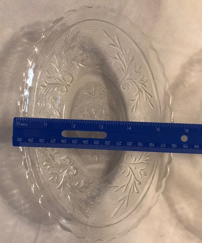 2 Rare Vintage Duncan And Miller Glass Sandwich Pattern Oval Serving Dishes - Picture 11 of 12