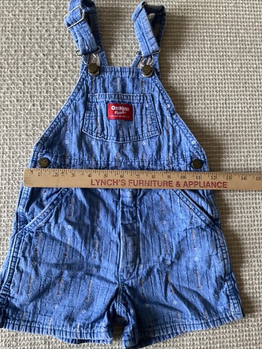 VTG Oskosh Baseball Ball Bat Stripe Denim Overall Shorts Size 6 Label USA Rare - Picture 6 of 10
