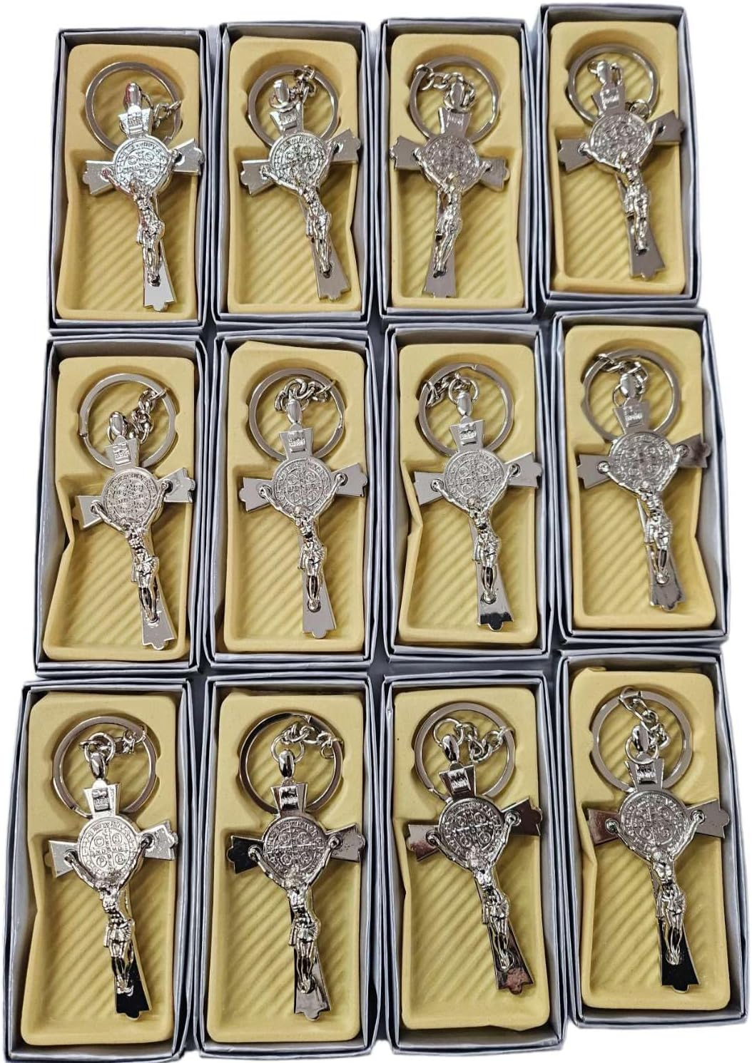 Set of 12 Large Italian St Benedict Cross/Rosary/Baptism Favor/Religious Gift/Cr