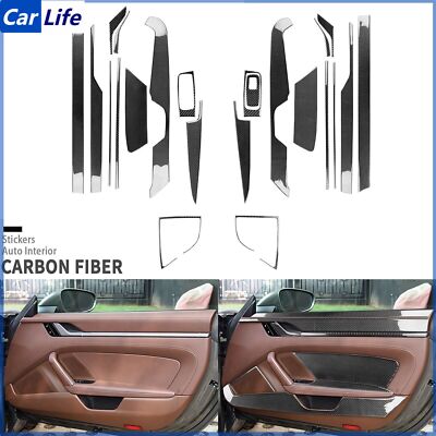 23Pcs Real Carbon Fiber Interior Door Panel Cover For Porsche 911  992 2019-2024