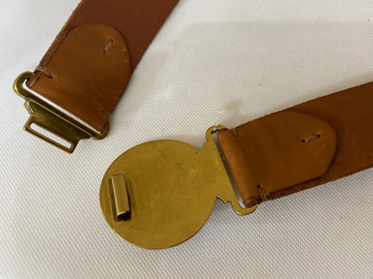 New Ralph Lauren Collection Brown Leather Belt Solid Brass Anchor
