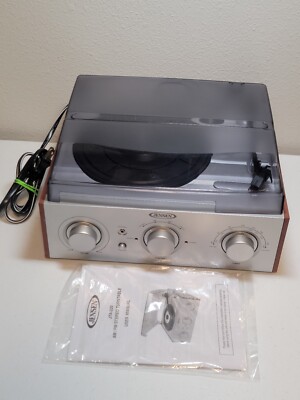 Jensen JTA-220 3-Speed Stereo Vinyl Turntable Player AMFM Radio Speaker + Manual