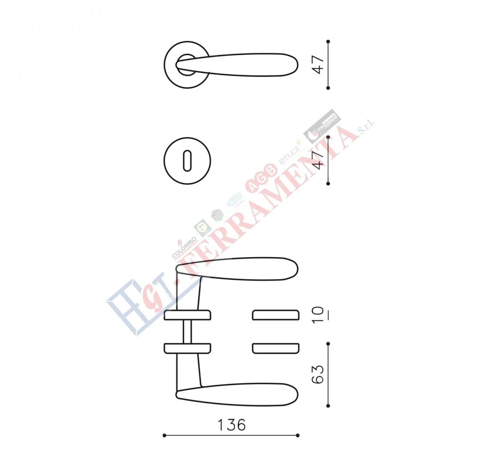 MANIGLIA OLIVARI  PER PORTA MOD. FUTURA SUPERORO LUCIDO - Immagine 2 di 2