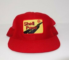 Vintage Mesh Trucker Hat Shell Oil Company Made in The USA Shell Pave
