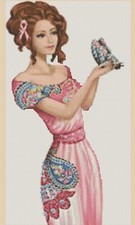 Elegant Lady with Butterfly Counted Cross Stitch Chart  No.1-156x
