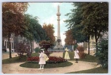 1908 PUBLIC SQUARE & MONUMENT BALTIMORE MD GIRLS WHITE DRESSES ANTIQUE POSTCARD