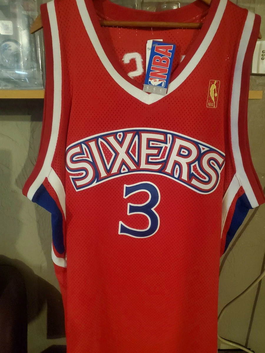Authentic Allen Iverson Mitchell & Ness 96 97 Rookie Sixers Jersey Size 50 Mens