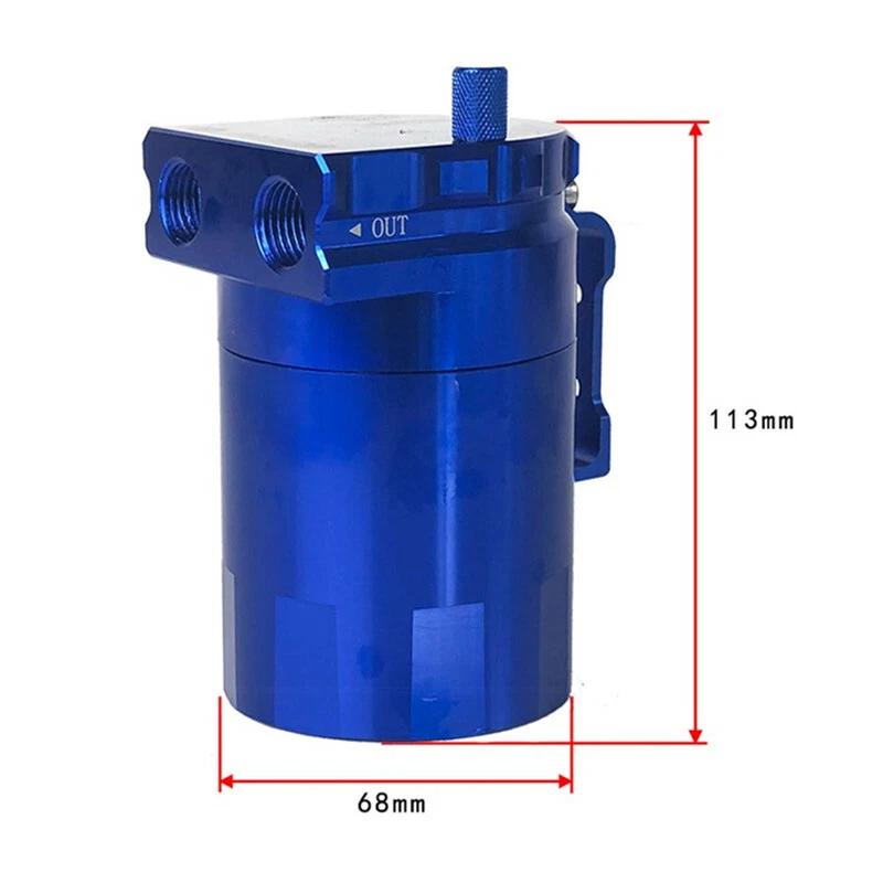 Car Blue Aluminum Alloy Oil Catch Tank: 2-Port, Anti-Sloshing, Universal - Image 3 of 4