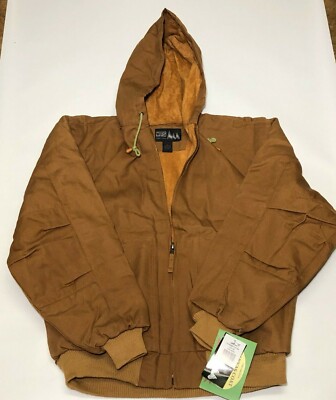 NWT WFS Element Gear Men's Tan/Brown Hooded Lined Canvas Jacket-Coat-Size M