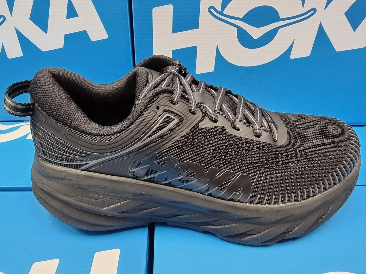 Hoka One One Men's Bondi 7 Running Shoes, Black/Black, Wide Width, Size 10