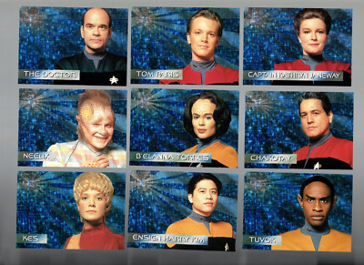 1995 SKYBOX STAR TREK VOYAGER SEASON 1 SERIES 1 9-CARD SPECTRA ETCH CREW SET