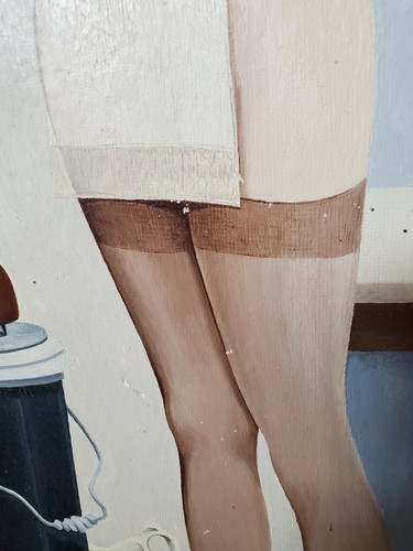 Original Oil Painting / Illustration "Tea Time" Nude Woman Pin-up Sid Mountain - Picture 6 of 12