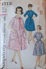 Vintage 1960s Simplicity Sewing Pattern 3712 Misses' Robe w Transfer Size 12 Cut