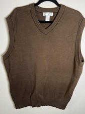 Cypress Links Sweater Vest Men's Large Golf Pullover Brown Cotton Preppy