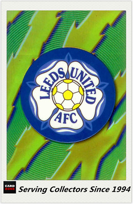 1999 Merlin Premier League Gold Soccer Holofoil Club Badge Card A9 Leed United