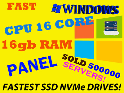 16 core RDP Server - Windows server - control panel - 50GB - RAM DDR4 FAST SSD