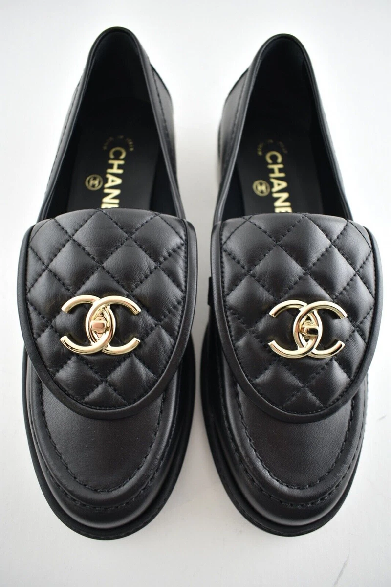Chanel hotsell gold loafers