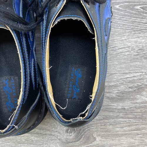 Vintage Sha Sha 90s Y2K Mens 9 Black Leather Tribal Blue Flame Chunky Rare Shoes - Picture 8 of 13