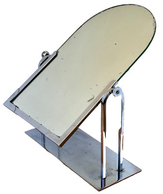 Art Deco Streamline Chrome Metal Display Vanity Flip Mirror Original Vtg Antique