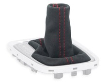 SCHALTMANSCHETTE FUR HYUNDAI KONA automatic DCT SCHALTSACK ALCANTARA NAHT ROT