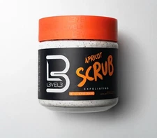 BARBER SALON BEAUTY L3VEL3 LEVEL 3 FACIAL SKIN EXFOLIANT PORE SCRUB APRICOT 3PC
