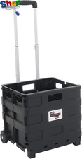 Folding Box Trolley – Lightweight Collapsible Plastic Cart with Rubber Wheels –