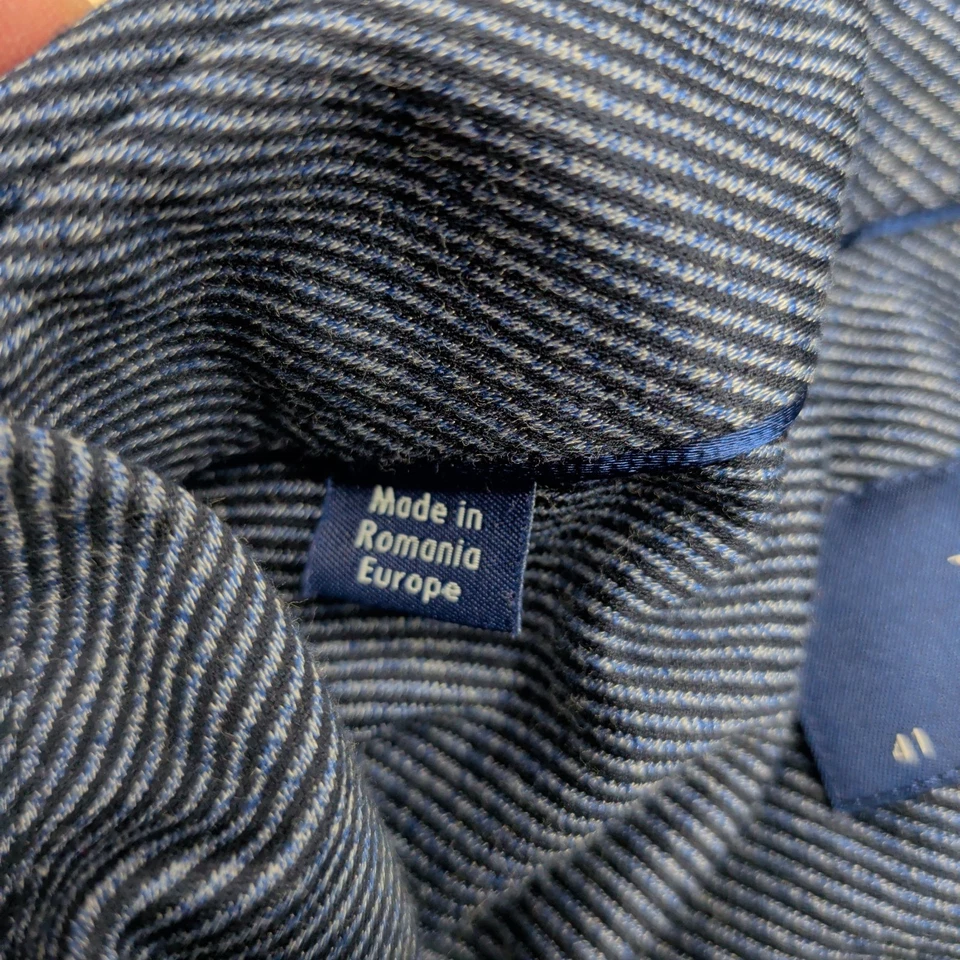 Camisa de sarga contemporánea Eton para hombre L 41/16 azul ajustada manga larga abotonada Foto 3 de 4