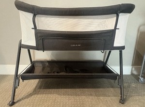 Angelbliss Baby Bedside Sleeper Gray White Mesh Sides & Storage Shelf
