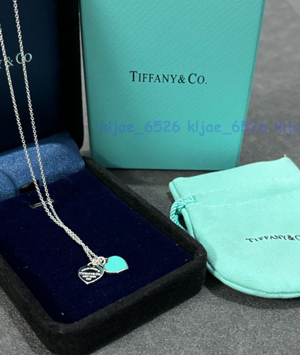 Tiffany Return to Mini Double Heart Tag Pendant Necklace 40cm