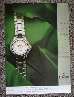TITONI UHR Vintage Magazin Werbebild 1990er TITONI COSMO 2000 Automatik